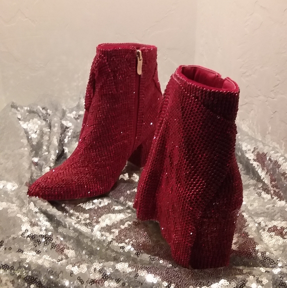 Custom Order Red Crystal Diamante Booties - Picture 3 of 5
